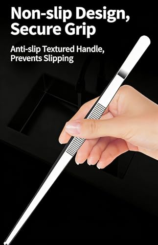 12Inch Fine-Tip Kitchen Tweezers Tongs – Extra-Long Stainless Steel Cooking Tweezers Dishwasher Safe for Grilling, Baking & Food Prep (12In Straight BBQ Tongs) - color: 12In Straight BBQ Tongs