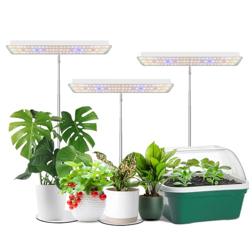 Wiaxulay Grow Lights for Indoor Plants, 78 LEDs Full Spectrum Plant Grow Light, Desk Grow Light with Auto Timer 6/12/16 Hrs, 3 Lighting Modes, 5 Dimmable Levels, Height Adjustable 7.8"-26", 3 Pack - size: 3 Pack(White)