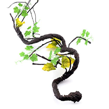POPETPOP Reptile Vines for Climbing-Artificial Jungle Forest Bend Branch Terrarium Cage Habitat Decor for Lizard Spider Chameleon Snakes Gecko Frogs Small Pet