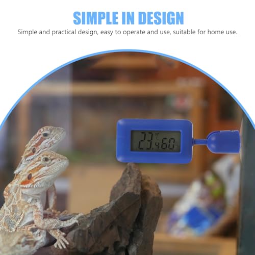 LALAFINA Digital Rotary Reptile Thermometer with Suction Cup, Mini 360° Rotatable Temperature Meter for Leopard Gecko and Bearded Dragon Enclosures, Blue Nightlight for Indoor Terrarium Use