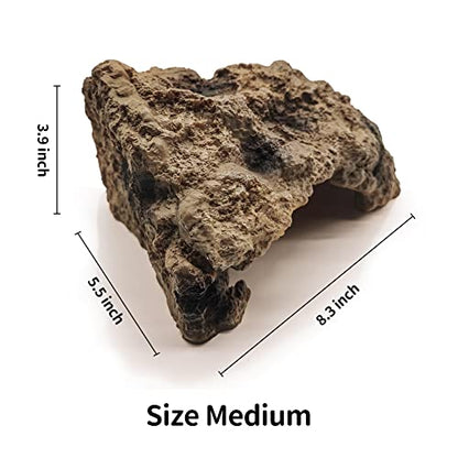 Reptile Simulation Rock Cave Hideouts Terrarium Habitat Décor Bearded Dragon Hideout for Turtles Lizards Snakes Crab (Medium)