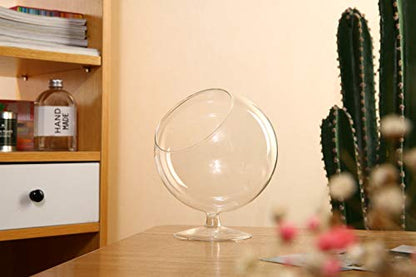 WGV Planter Terrarium with Stand, Ball Diameter 4" Height 5", Clear Glass Floral Container Vase, DIY Succulents Outdoor Garden Home Office Decor Slant Cut Orb, 1 Piece - size: 4"D