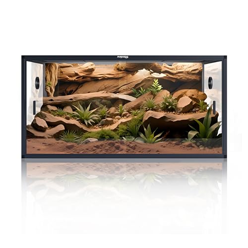 Phailozoo 120 Gallon Bearded Dragon Tank,48" x 24" x 24" Reptile Tank with Sliding Door Top Screen Ventilation, Front Opening Reptile Enclosure for Easy Maintenance - color: Ultimate Black, size: 120 Gallon