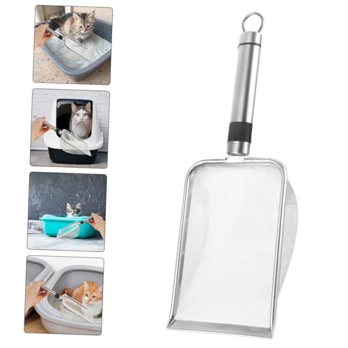 Luxshiny Reptile Litter Scoop Stainless Steel Metal Shovel 1.5x1.5mm Mesh Sifter for Indoor Terrarium Substrate Pet Waste Removal