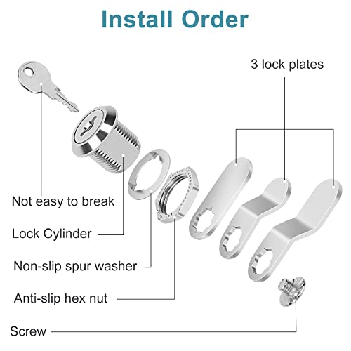 Cam Locks Cabinet Locks Keyed Alike, 5/8'' (Length) Cylinder Fits on 3/8'' Max Panel Thickness, Secure Files Drawers Mailbox RV Storage Locks Replacement Set, Zinc Alloy(5/8 Inch 16Pcs) - size: 5/8 Inch 16Pcs