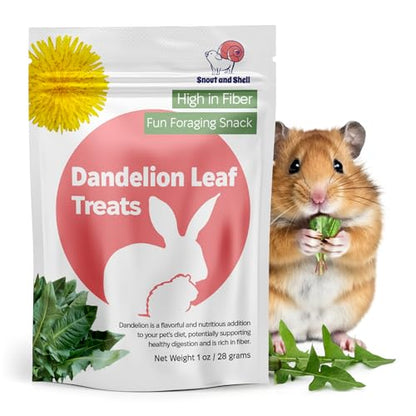 Snout and Shell Dandelion Leaf Treat for Small Pets – 1 oz (28g) | High-Fiber, Natural Foraging Snack for Rabbits, Guinea Pigs, Chinchillas, Squirrels & More