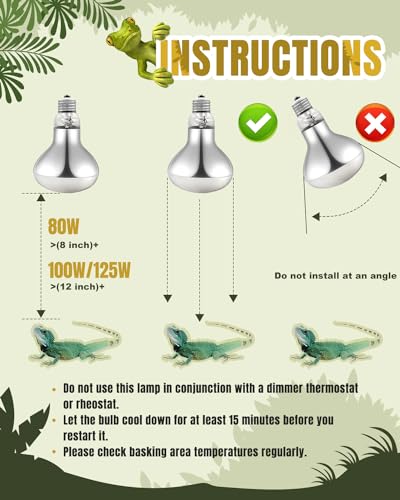 Heat Lamp Bulbs, 125 Watts UVA UVB Reptile Heat Bulb, 1 Pack | Full Spectrum, Basking Spot Light, Simulate Natural Sun Light, For Reptile and Amphibian, Silver