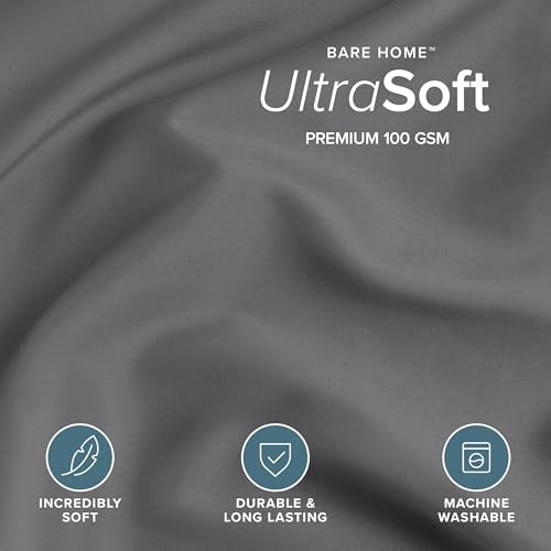 Bare Home Bedding Duvet Cover Extra Long Size - Premium 1800 Super Soft Collection - Lightweight, Cooling Duvet Cover - Soft Breathable Bedding (Twin/Twin XL, Grey) - color: 04 - Grey (No Comforter), size: Twin/Twin XL