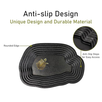 Large Reptile Bathing Pool Reptile Feeding Dish Water Bowl with Steps Aquarium Ornament for Gecko, Snake, Turtle, Bearded Dragon, Lizard Bath