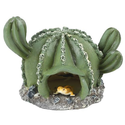 IBWell Resin Cactus Leopard Gecko Hide Reptile Cave，Desert Terrarium Décor，Bearded Dragon Hideout, Small Reptile Hide