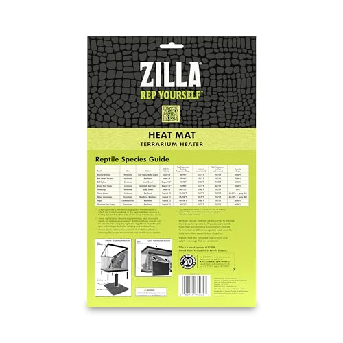 Zilla Heat Mat, Terrarium Heater for Reptiles, Snakes (Ball Pythons, Corn Snakes), Leopard Geckos, Tortoises, Amphibians and Arachnids, Medium, Fits 30-40 Gallon, 16 Watt - size: Medium