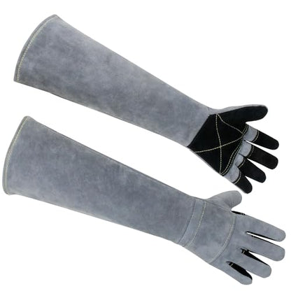 Long Welding Gloves 23.6 Inches 932℉,Heat/Fire Resistant Leather For Mig, Tig, Stick, Forge, BBQ, Grill, Fireplace - color: 23.6in Grey