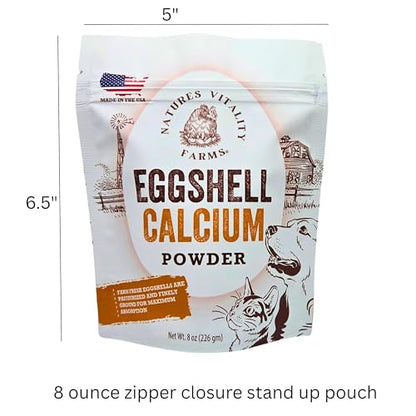 8 oz Pure U.S.A. Eggshell Powder for Dogs/Cats, Finely Ground, Calcium Supplement