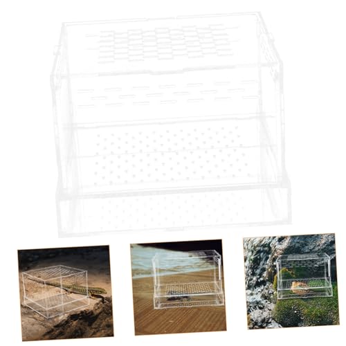 GANAZONO Clear Feeding Case for Spiders and Geckos Durable Hatching Container with Lid Habitat Box for Reptiles and