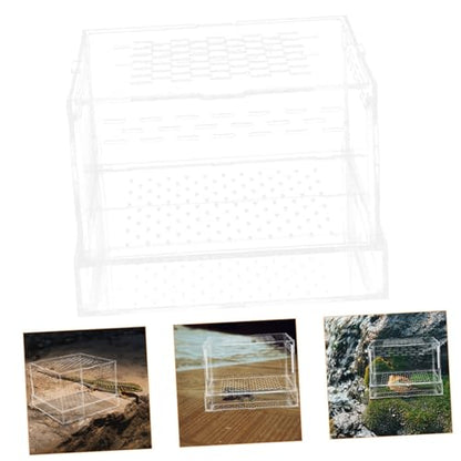 GANAZONO Clear Feeding Case for Spiders and Geckos Durable Hatching Container with Lid Habitat Box for Reptiles and