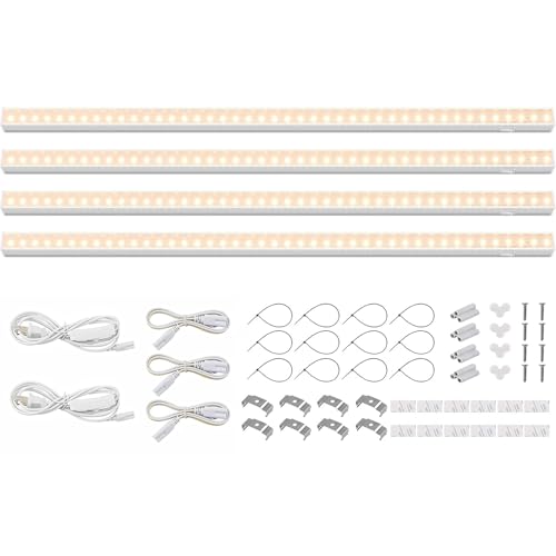 Barrina Grow Lights for Indoor Plants Full Spectrum, 2ft 40W (4 x 10W), T5 Plant Lights for Indoor Plants, Greenhouse, Plug and Play, Yellow, 4-Pack - color: Yellow, size: 2ft-white Cover