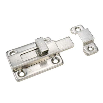Geesatis 2 Pcs Sliding Lock Barrel Bolt Stainless Steel Sliding Latch Lock Barrel Bolt for Chests Cabinets Door Lock Bird Cage Lock Replacement, with Mounting Screws, Silver - style: B-Silver