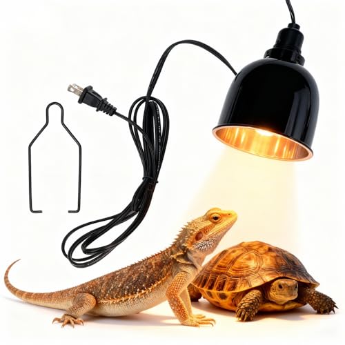 Yosoo Health Gear Reptile Heat Lamp Fixture, Deep Dome 250W E27 UVA UVB Basking Light for Lizards Turtles Terrarium, Clip-On Design