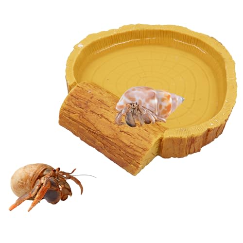 Hermit Crab Pool, Resin Reptile Water Bowl & Bathing Dish, Aquarium Tank Cage Habitat Accessories for Small to Medium Hermit Crab Turtles Lizard Frog Gecko Bearded Dragon - color: Circular
