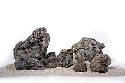 LANDEN Black Icelandic Lava Stone Natural Rocks (18lbs, 3~11 inches,11pcs) for Aquariums, Paludariums, Terrariums, Caves and Rocky Peaks, Mountainous Desert Landscapes - size: 13 Black Icelandic Lava Stone(3-9 inches,18lbs)