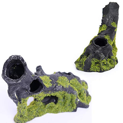Aquarium Artificial Tree Hole Resin Aquarium Ornament, Resin Tree Stump Branch for Reptile Habitat Decoration, Tree Trunk Fish Tank Decoration Aquarium Hideaway Rock Cave House Hide Hut