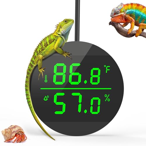 QZQ Reptile Thermometer and Humidity Gauge, LED Digital Thermometer Hydrometer, Reptile Tank Accessories for Bearded Dragon, Crested Gecko, Snake, Jumping Spider, Lizard, USB Power Supply (Black) - color: Black