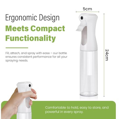 VIGOR PATH Continuous Spray Bottle for Hair – Fine Mist Mister for Hairstyling, Cleaning, Plants, Pets, Barbers, Salons, and Essential Oil Applications (300ml/10 oz) Clear 2 Pack - size: 10 oz - Clear - 2 Pack