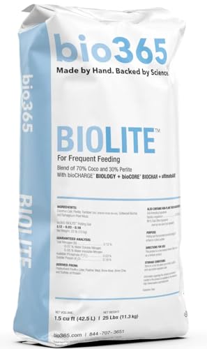 BIOLITE 1.5 Cubic Foot Bag - Coco Coir & Perlite Grow Media - High Porosity Soilless Potting Mix with Biochar for Fast Dry-Backs & Root Aeration - OMRI Listed Growing Substrate - color: BIOLITE, size: 1.5 Cubic Feet
