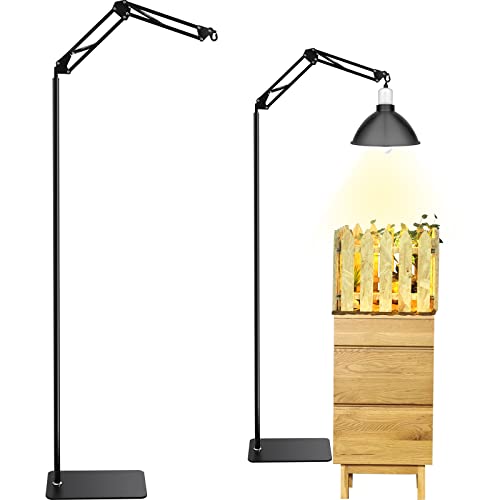 Queekay Reptile Heat LAMP Stand, Black Metal, Adjustable Height and Width, 5 Hanging Hooks, for Terrarium, Aquarium, Incubator, Cages, Suitable for Reptiles, Amphibians, Small Animals