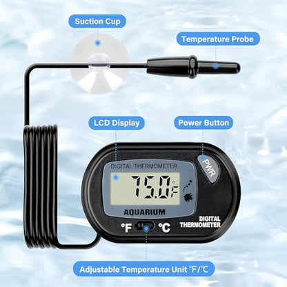Simple Deluxe 150W 2-Pack Ceramic Heat Emitter Reptile Heat Bulb No Light, LCD Digital Aquarium Thermometer, for Reptile Amphibian, 2 Pack + Thermometer, Purple - color: Purple, size: 2 Pack + Thermometer