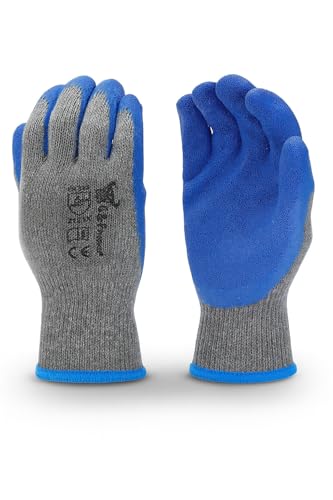 G & F Products - 3100-10 120 Pairs Large Rubber Latex Double Coated Work Gloves for Construction, gardening gloves, heavy duty Cotton Blend Blue - color: Ocean Blue, size: Large (Pack of 120