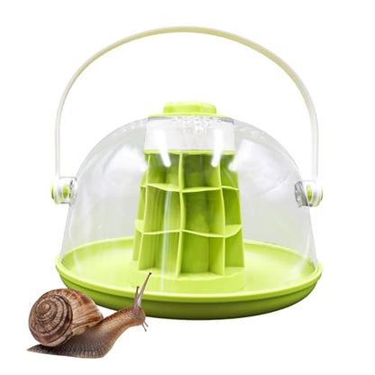 Round Transparent Snail Terrarium Kit, Portable Plastic Habitat with Air Vents & Removable Base, Breeding Box for Snails, Beetles, Spiders, Ladybugs & Small Insects