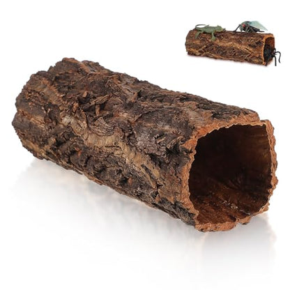 BESPORTBLE Reptile Hideout Wood Shelter Natural Tree Trunk Reptile Cave for Gecko Snake Tortoise Lizard Turtle and Hermit Crab Stress Relief Terrarium Habitat Decor 8.07X3.14X3.14In