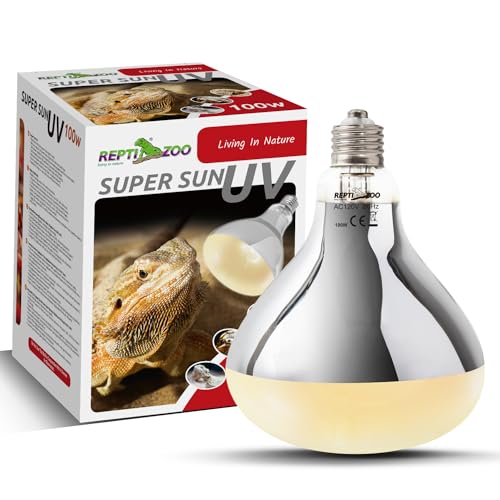 REPTI ZOO 100W Reptile Heat Lamp UVA UVB Reptile Light, Full Spectrum Self-Ballasted Vapor Basking Sunlight Bulb for Reptile and Amphibian Use E26