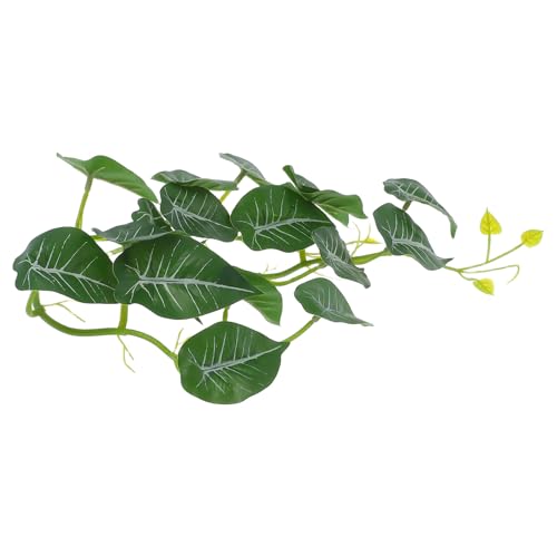BESPORTBLE Reptile Tank Artificial Plants with Suction Cups, Terrarium Plant Decorations for Lizards Habitat, Fake Hanging Vines and Leaves for Amphibians and Hermit Crab Terrariums