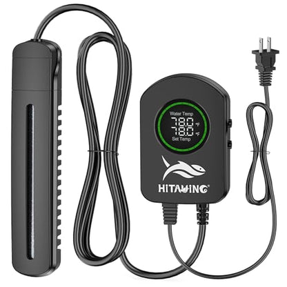 HiTauing Aquarium Heater, 100W/200W/300W/500W Fish Tank Heater with Upgraded LED Large Display, Up/Down Control Buttons and Intelligent Leaving Water Automatic Power-Off for Saltwater and Freshwater - size: 500W for 75-135 Gallon