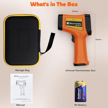 Dual-Laser Infrared Thermometer, -58°F to 2732°F (-50°C to 1500°C) Temperature Gun, 50:1 Non-Contact Temp Gun for Metal Smelting, Furnace, HVAC, Pizza Oven & Engine Diagnostics - color: -58°F to 2732°F ，Dual-Laser