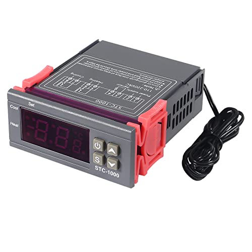 2pcs STC-1000 DC 110V-220V 10A Digital LED Temperature Controller Thermostat Control Switch 2 Relay Output and NTC 10K Thermistor Sensors Temperature Probe - style: 110V-220V