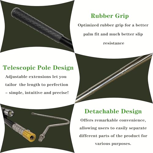 22"-64" Snake Grabber Hook Reptile Rattle Series Pick-up Handling Tool Kit for Catching Controlling Moving Snakes (Black) - color: BLACK