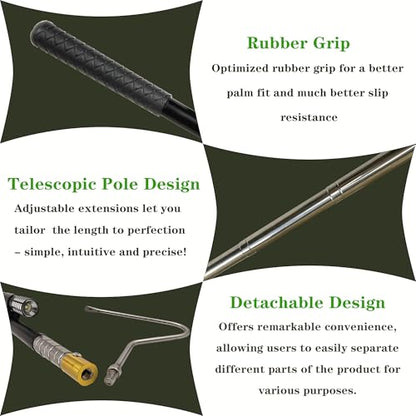 22"-64" Snake Grabber Hook Reptile Rattle Series Pick-up Handling Tool Kit for Catching Controlling Moving Snakes (Black) - color: BLACK