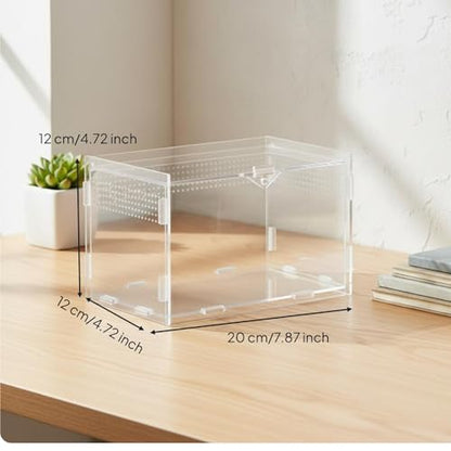 Transparent Reptile Enclosure Through Quality Clear Reptile Habitat Secure Latch Clear Acrylic Terrarium for Arachnid Enthusiasts, 20-12-12 - style: 20-12-12
