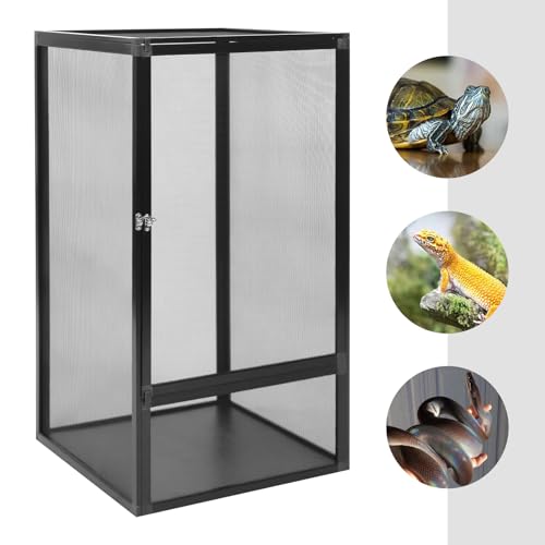 Reptile Pet Feeding Net Box,Micro Habitat Terrarium Enclosure with Removable Top Mesh and Metal Locking Latch, for Chameleons, Lizards,Snakes,Birds,44.09LBS Load Capacity