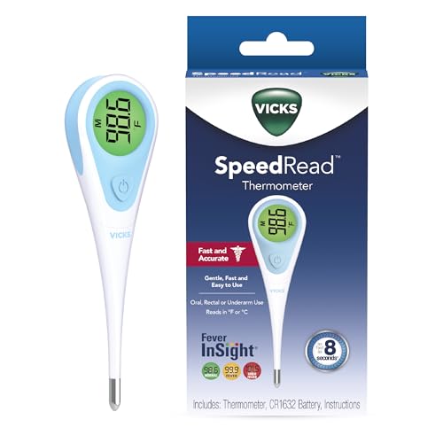 Vicks SpeedRead Digital Thermometer for Baby, Kids & Adults, Color-Coded Readings, Oral, Baby Rectal Thermometer or Under The Arm, Water Resistant - size: 1 Count (Pack of 1)