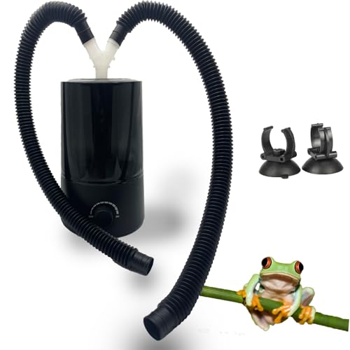 Reptile Humidifier and Fogger, 2.5L Terrarium Humidifier with Dual Adjustable Tubes for Two Tanks, Compact Reptile Mister for Vivarium Plants