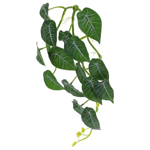 BESPORTBLE Artificial Reptile Plants Hanging Vines with Suction Cup, Fake Terrarium Leaves Decor for Lizard and Turtle Habitat, Reptile Tank Plants for Enclosure Decoration