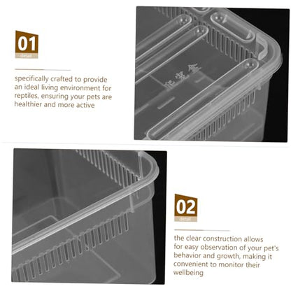 ULTECHNOVO Transparent Reptile Breeding Box Plastic Terrarium with Breathable Holes Portable Insect Container for Lizards Snakes Spiders and Frogs for Feeding and Breeding