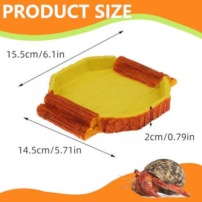 Hermit Crab Water Tank Hermit Crab Habitat Reptile Food Dish Accessories for Hermit Crab Turtle Lizard Water Tank Cage (Yellow, 6.1 x 5.71 x 0.79 inches)