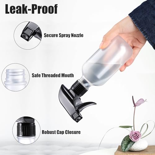 Spray Bottles 2 Pack 10 oz Refillable Plastic Squirt Bottle for Liquid | Fine Mist Water Spray Bottle with Adjustable Stream Nozzle BPA-free Spray Bottle for Hair, Plant, Cleaning, Pet Training - color: Frosted & Amber