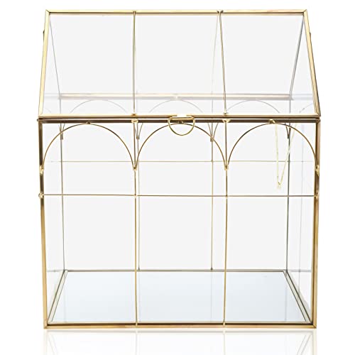 HighFree Geometric Plant Terrarium with Lid, House Succulent Terrarium Kit for Display, Air Plants, Succulents, Home Tabletop Miniature Terrarium, Not Airtight or Waterproof (Gold) - color: Gold