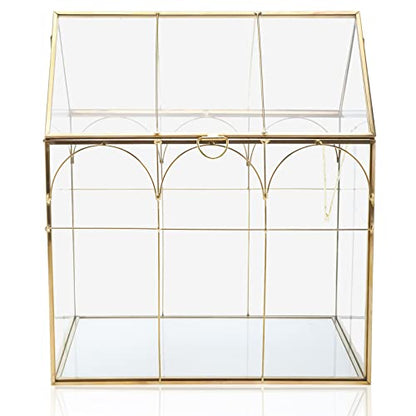 HighFree Geometric Plant Terrarium with Lid, House Succulent Terrarium Kit for Display, Air Plants, Succulents, Home Tabletop Miniature Terrarium, Not Airtight or Waterproof (Gold) - color: Gold